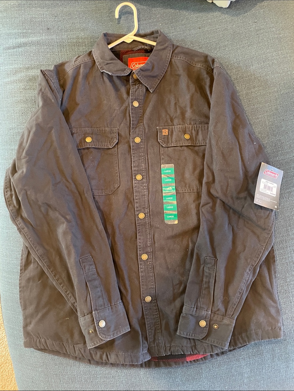 Coleman Black Lightweight Canvas Shirt Jacket with Snap Front